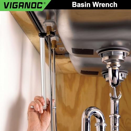 11" Basin Wrench, Sink Wrench, Adjustable Tap Nut Spanner, 3/8" to 1-1/4" Capacity for Tight Space Use