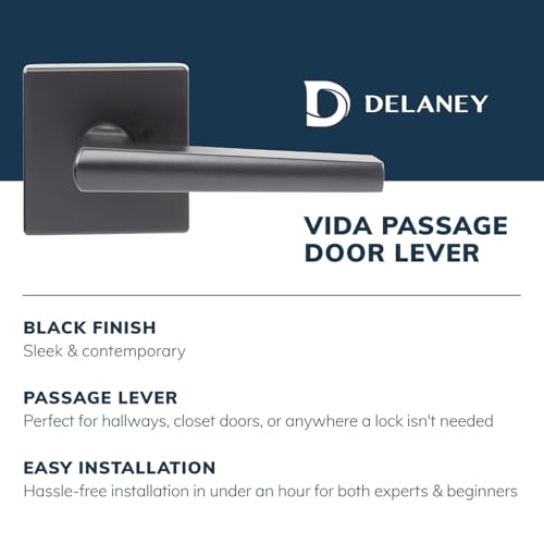 Delaney Vida Passage (Hall/Closet) Door Lever w/Square Trim Matte Black