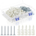Glooglitter 400 Pcs Self Drilling #8 Drywall Anchors Bulk and Screws Set Nylon Heavy Duty 75lb No Pre Drill Hole for Hanging Shelf Picture Decor with Storage Case(Regular Anchor Non Split) - style: Regular Anchor Non Split