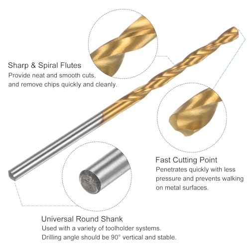 uxcell Tap & Drill Bit Set, 6-32 UNC Straight Flute Thread Tap and 1/9"" (2.8mm) Twist Drill Bit, Titanium Coated M2 High Speed Steel Thread Repair Tapping Tools, Gold - size: 6-32 UNC + 1/9" (2.8mm)