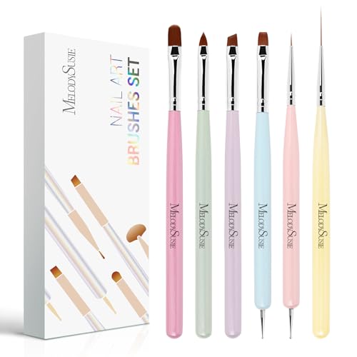 MelodySusie Nail Art Brushes Set, 6pcs Nail Art Design Pen Painting Tools - color: Color, size: 6