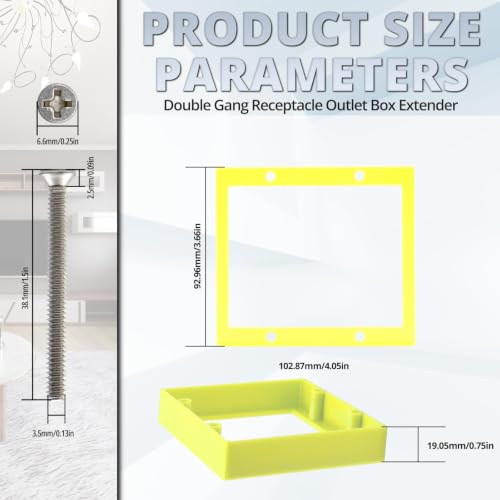 3/4" Double Gang Electrical Box Extender,Yellow,Pack of 3 - color: Yellow-3/4"