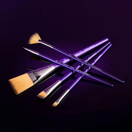 Royal & Langnickel Moderna, 5pc Stroke Variety Brush Set for All Painting Mediums, Includes - Stroke, Angular, Fan & Spotter Brushes Purple - style: Stroke Variety
