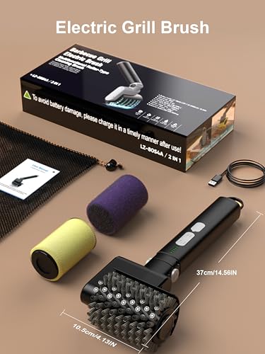 Electric Grill Brush, Cordless Automatic BBQ Grill Cleaner - color: Black