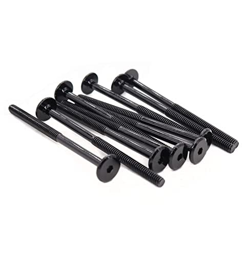 cSeao 10 Pack 1/4"-20 100mm Allen Head Joint Connector Bolts, Hex Socket Head, Black, 4 Inches Futon Screws, Half Thread 57mm