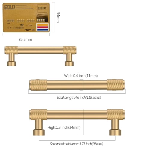 Amerdeco 10 Pack Champagne Bronze Knurled Cabinet Pulls 3-3/4 Inch(96mm) Hole Center Kitchen Cabinet Handles Drawer Pulls Cabinet Hardware ZH034 - color: Champagne Bronze, size: 3.75"/96mm Hole Center