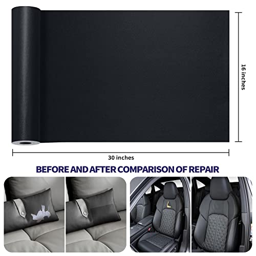 Leather Repair Patch Tape Kit, Self Adhesive Leather Repair for Furniture, Couch, Sofa, Car Seats,Office Chair,Vinyl Repair Kit.30inx16in - color: Black, size: 30 in x 16 in