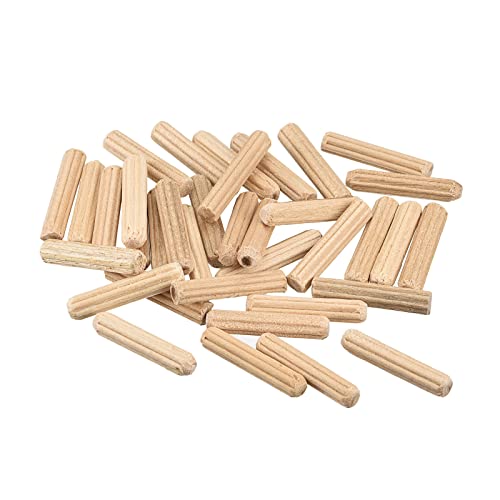 uxcell Wooden Dowel Pins 36pcs 4x20mm(5/32" x3/4") Fluted Beveled Ends Wood Dowel Pegs Kiln Dried Hardwood for Woodworking Furniture Shelf - size: 4x20mm