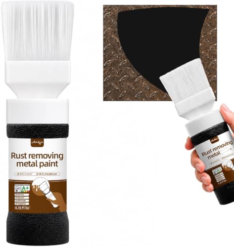 Black Touch Up Paint for Metal，2-in-1 Rust Converter，6.35 Fl oz - color: Metallic Black