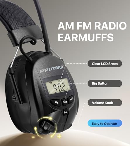 AM FM Radio Hearing Protection Earmuff, Bluetooth 5.4, 30SNR - color: Am/Fm+ Bluetooth-black
