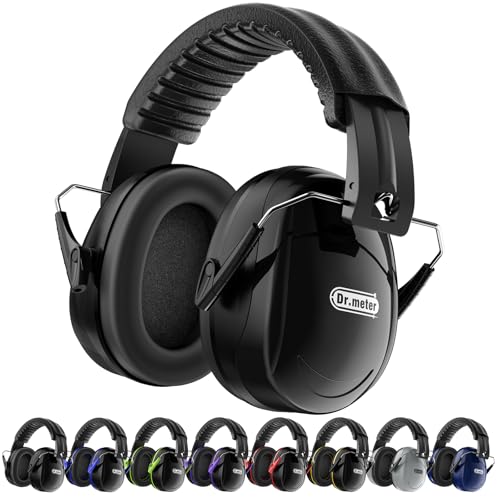 Dr.meter Adults Ear Muffs for Noise Reduction and Noise Cancelling Headphones for Kids with Adjustable Head Band, Black & Dark Blue