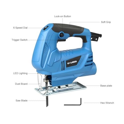 4.5Amp Corded Jig Saw 3000 RPM 6-Speed Wood Cutter Hand Saw