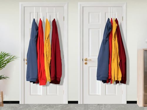 Single Long Over Door Steel Hooks 4 Pack Fit 1-3/8" Door 10" White - size: 10"Length