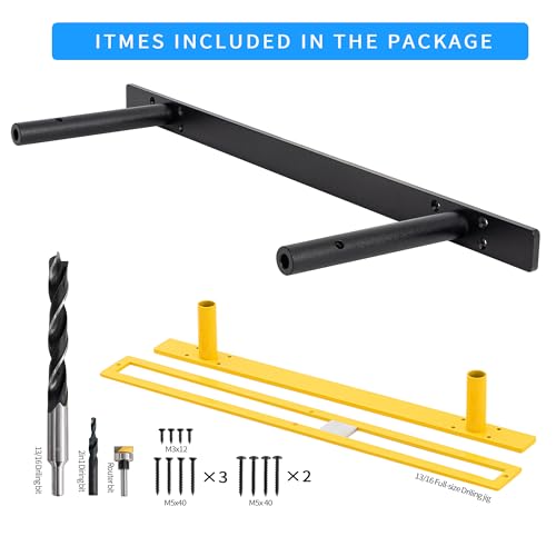 22‘’ Heavy-Duty Hidden Floating Shelf Bracket – 210 LBS Max Load (Mounted on Studs), Floating Mantel Bracket for Fireplace & Wall Shelves, Includes Premium Installation Kit（22 inch Brackets） - size: 22 Inch - With Drilling Kit + Router Kit