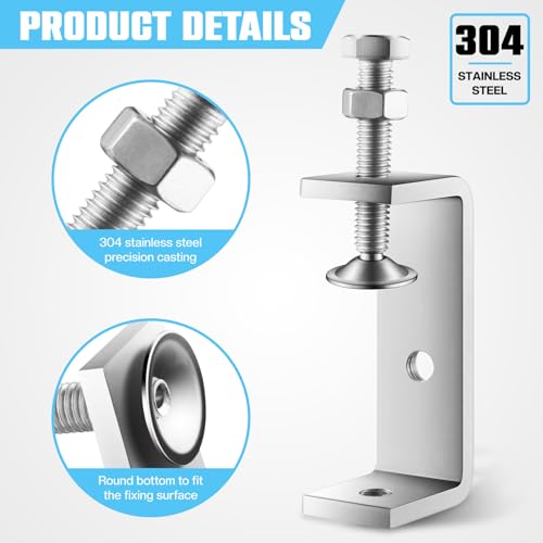 10 Pcs 304 Stainless Steel C Clamp Mini Tiger Clamp 1Inch Heavy Duty Metal U Clamps with Stable Wide Jaw Opening for Mounting Metal Working Woodworking(10 Pcs, 4 Inch) - size: 4 Inch