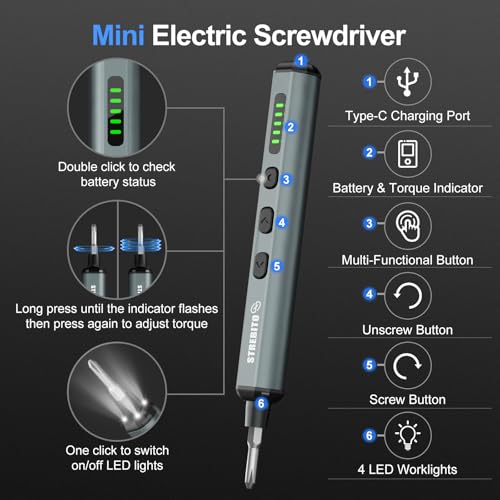 STREBITO Mini Electric Screwdriver, 67 in 1 Precision Screwdriver Set - color: Standard Green