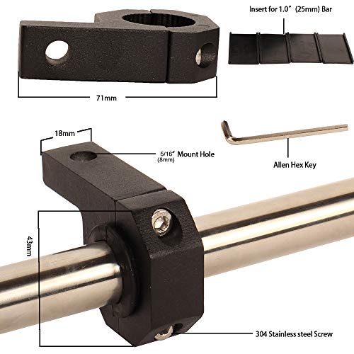 House Tuning 1.0 inch Holder Clamp Aluminum (25mm Diameter) Tube Clamps Mount Bracket Horizontal Bar Clamp kit for Work Light Bar(2pcs-1.0" Clamp) - size: 1.0"