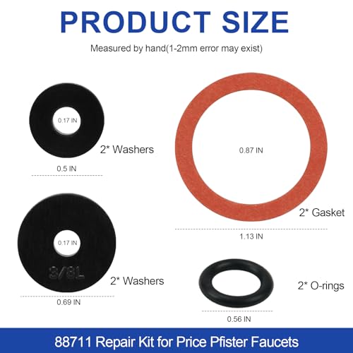 88711 Repair Kit for Price Pfister Faucets, Faucet Stem Parts for 2-Handle Bathroom/Sink Faucets, Fixes Leaks and Drips, Restores Smooth Operation, Includes Washers, O-Rings & Gaskets - 8 Piece
