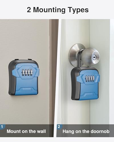 Puroma Key Lock Box for House Keys Combination Lockbox with Code, 1 Blue - color: Blue