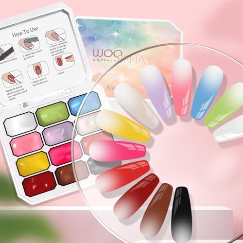 12 Colors Gel Nail Polish - Sponge Pat Painting Gel for Gradient Nails, Aura & French Manicure, Fluffy Cloud Texture with No-Wipe Glossy Finish, DIY Nail Art Kit for Beginners & At Home - color: 12 Colors-B