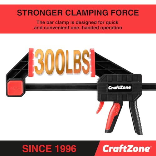 Bar Clamps Wood Clamps for Woodworking 24" One Hand Clamp/Spreader - 2-pack Quick Clamps E-Z Hold Bar Clamps Set F Clamp with 300 lbs Load Limit Medium Duty