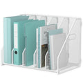 MINDEPOT Desk File Organizer Folder Holder with 5 Vertical for Office White - color: White
