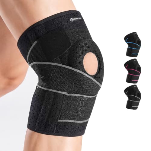 DOUFURT Knee Brace for Men & Women, Side Stabilizers & Patella Gel Pads - color: Grey & Black, size: Small(Pack of 1)