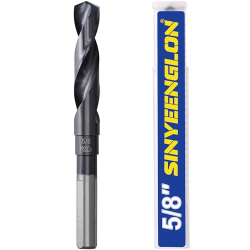 5/8 Drill Bit for Metal and Hardened Steel, M35 Cobalt 1/2 Inch Reduced Shank Industrial Grade Heavy Duty Drill Bit, with Index Storage Case - size: 5/8 in