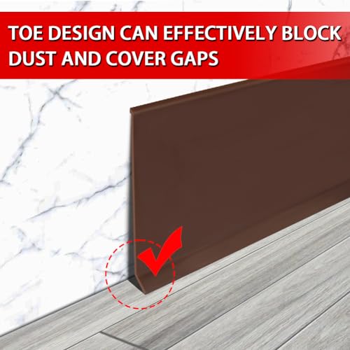 FONUNO Vinyl Wall Base Rubber Baseboard Molding Trim Self Adhesive 3" Wide - color: Brown, size: 3in x 40ft