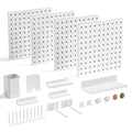 Magnetic Metal Pegboard Wall Organizer Kit, 4 Pack 10 x 10 in Panels White - color: White, size: 10"×10" - 4 Pcs