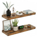 Vivelove Deep Floating Shelves for Wall 24 inches Set of 2, Rustic Brown - color: Rustic Brown, size: 24”wx9.1”dx1.6”h