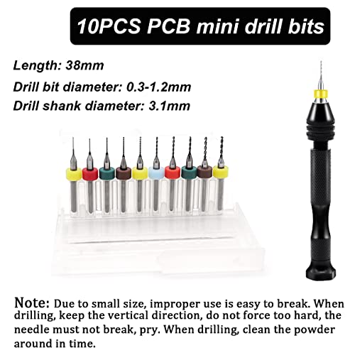 Dianrui 60 PCS Pin Vise Hand Drill Set including a Hand Drill, a Elbow Tweezers, 10 PCS PCB Mini Drills Bits, and 48 PCS 0.3-3.5mm Twist Micro Drill Bit Set for Jewelry DIY, Resin and Model Making Etc - style: 60 set
