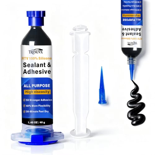 RTV Silicone Sealant Adhesive, 100% Waterproof & Flexible Caulk with Finishing Tool, Shrink & Crack Proof, Strong Bonding for Auto, Kitchen, Bathroom, Window, Door Repair (1.4oz)
