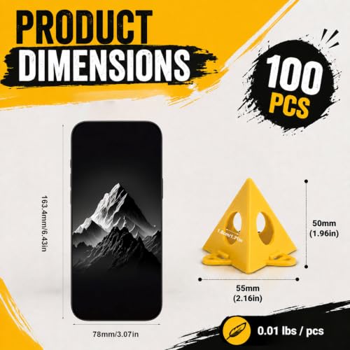 RUGLAMZHIP 100 pcs Painters Pyramids, Painters Pyramid Stands | Painter's Stands & Mini Tripods for Door Risers, Cabinet Doors, Paint Tent, Woodworking Tools, Cabinet Pouring Accessories - style: Yellow-100pcs