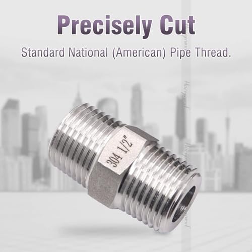 1/2 NPT Nipple, 304 Stainless Steel Hex 1/2 Nipple pipe fittings - size: NPT1/2