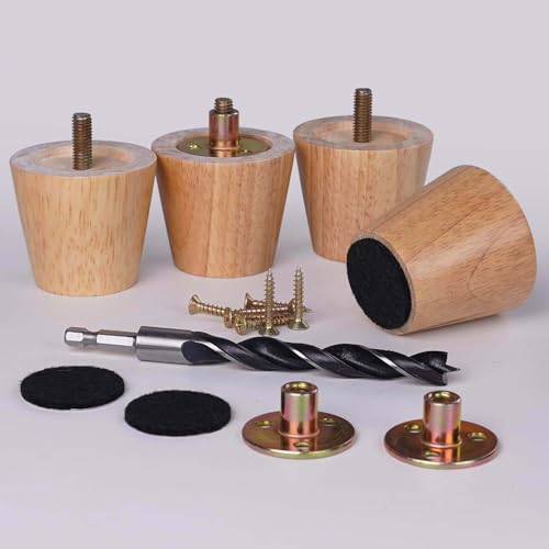 2 Inch Samll Round Solid Wood Furniture Leg Set of 4,Short Solid Wooden Sofa Legs Replacement for Furniture Couch Legs Dresser Legs Sideboard Recliner Couch Circle Chair Couch Riser Coffee Table - size: 2inch