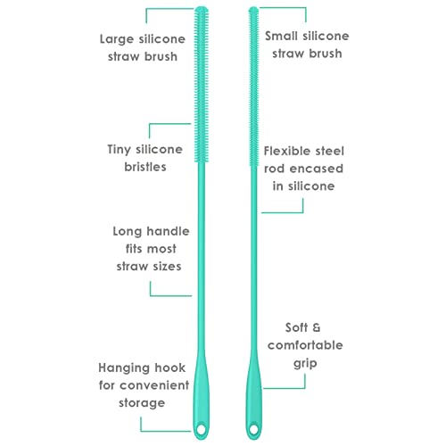 Silicone Straw Brush 4 Pack, Teal