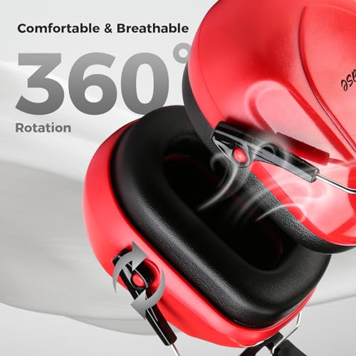 ProCase Hearing Protection Ear Muffs SNR 33dB, Noise Cancelling Headphones - color: 1 - Bright Red