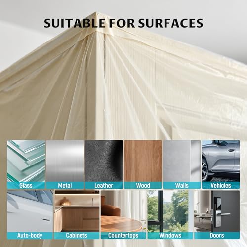 Lichamp Plastic Cover for Painting, Pre-Taped Masking Film, 22 inch x 88 feet x 3 Rolls (264 feet Total), Painters Plastic with Tape, Advanced Masking Tape Film