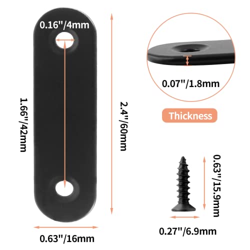 Jiozermi 12 Pcs Straight Brace, 2.4" x 0.6", Stainless Steel - size: Black, 2.4” x 0.6”, 12 Pcs