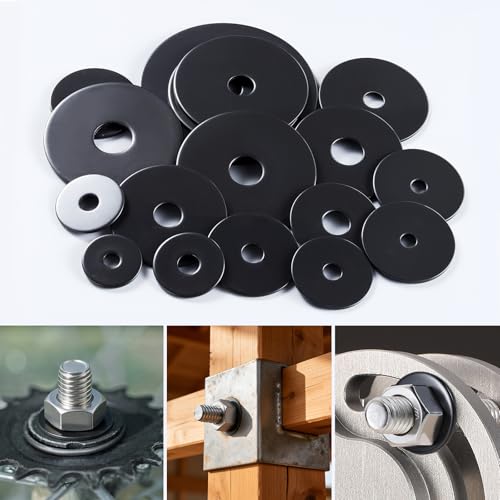 100PCS 5/16" x 3/4" Flat Washers, Black Oxide 304 Stainless Steel 18-8, 5/16" ID x 3/4" OD Hardware Washers for Screws Bolts - color: Black, size: SAE 5/16