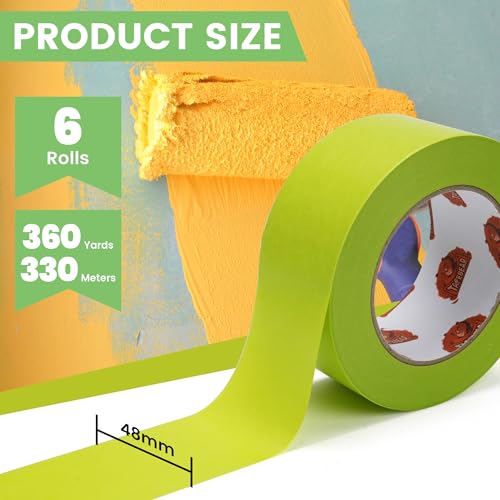 TAPEBEAR Green Washi Painters Tape 21-Days Clean Removal 1.88" x 60Yards - color: Green, size: 1.88" x 60Yard