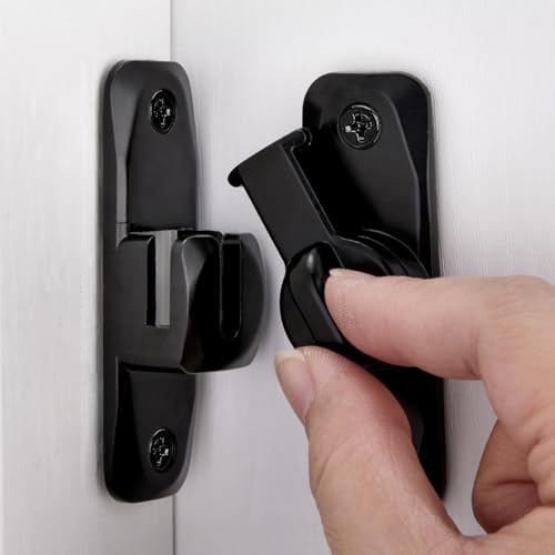 Black Barn Door Latches,90/180 Degree Gate Lock_B - color: Black