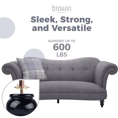 6 inch Solid Wood Turned Furniture Legs 4Pcs with M8 Bolts, Black - color: Black, size: 6" (15cm)