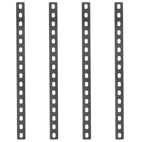 GBGS 4 Pack 16" Black Mending Plate,Slotted Flat Bar Brackets,1/8" Thick
