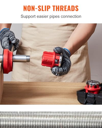 VEVOR Ratchet Pipe Threader Kit with 3 Dies, 1/2" NPT, 3/4" NPT, 1" NPT Ratcheting Pipe Threading Tool, Portable Pipe Threader Set with Storage Case for Plumbing Installation and Repair - size: 1/2" - 1”