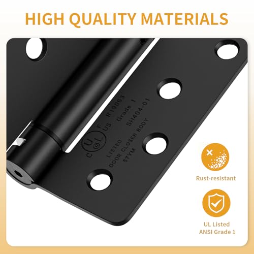 Luxbaro 2 Pack Self Closing Door Hinges 4 Inch, Adjustable Tension, Black - color: Matte Black-1/4'', size: 4" 2 Pack