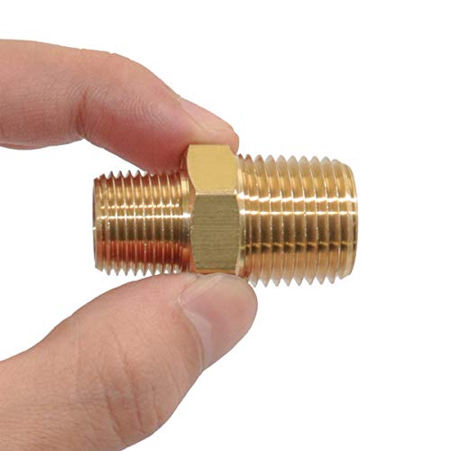 KOOTANS 1/2 NPT x 3/8 NPT Male Solid Brass Hex Nipples,4 PACK - size: 1/2 NPT x 3/8 NPT (O.D x O.D: 3/4'' x 5/8'')