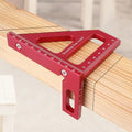 3D Multi-Angle Measuring Ruler,45/90 Degree Aluminum Alloy Woodworking Square Protractor,Drawing Line Ruler, Miter Triangle Ruler High Precision Layout Measuring Tool for Engineer Carpenter,R - color: Red(Metric)