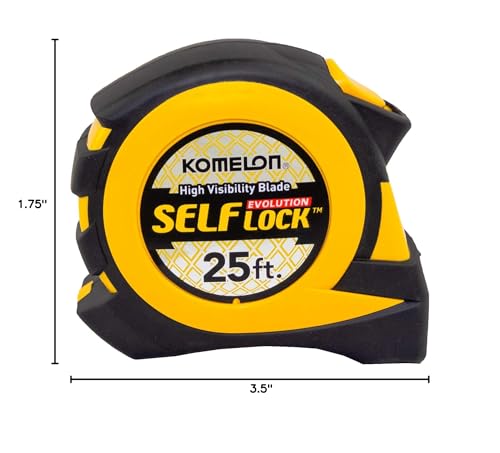 Komelon EV2825 25' x 1" Self-Lock Evolution Tape Measure, 1-Pack - size: 25 ft